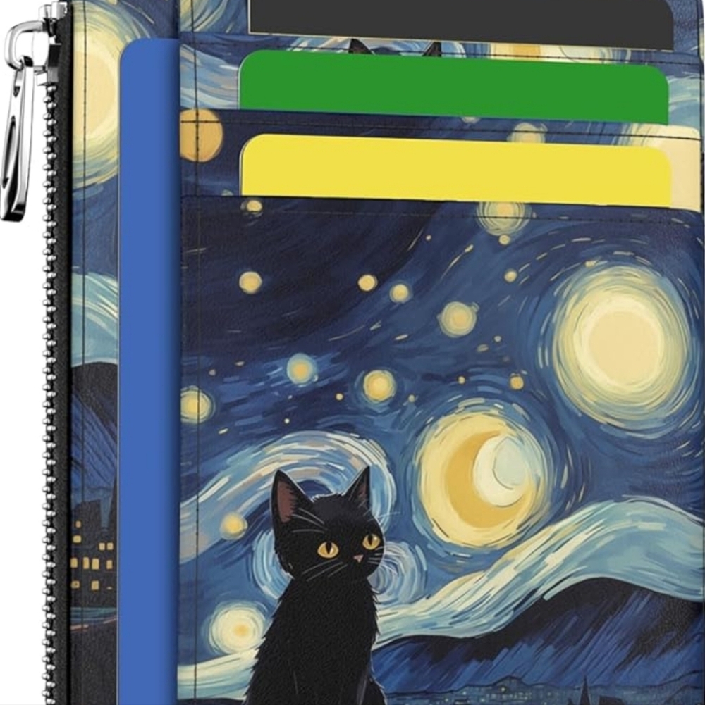 Starry Night Cat Wallet with D-Shackle - Picture 7 of 7